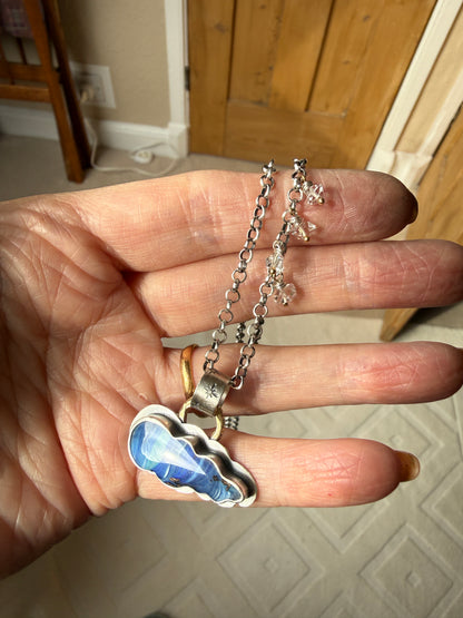 Blue Cloud Opal with Herkimer Diamonds