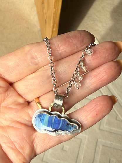 Blue Cloud Opal with Herkimer Diamonds