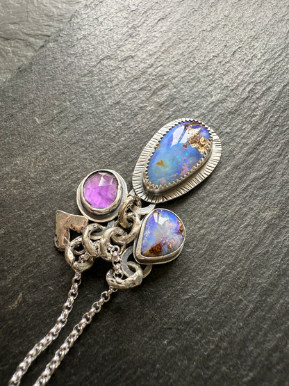 Purple Gemstone Charm Pendant