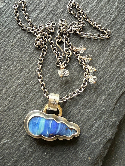 Blue Cloud Opal with Herkimer Diamonds