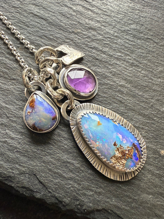 Purple Gemstone Charm Pendant