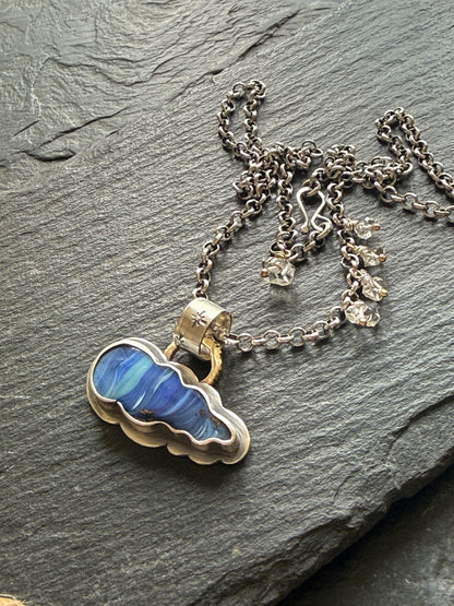 Blue Cloud Opal with Herkimer Diamonds