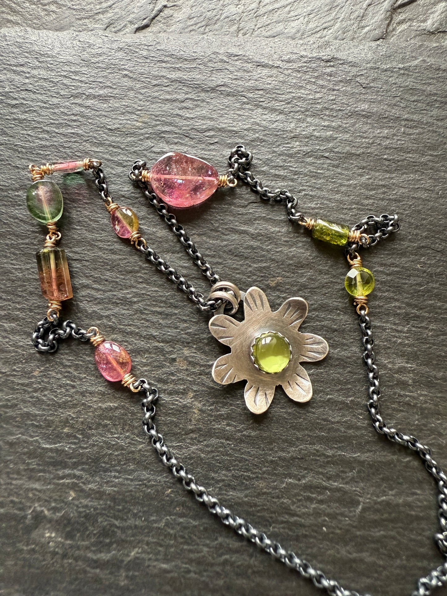 Peridot Flower Pendant