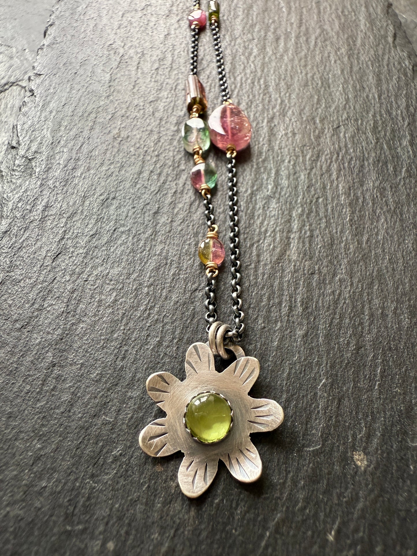 Peridot Flower Pendant
