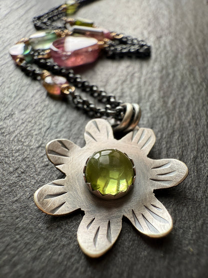 Peridot Flower Pendant