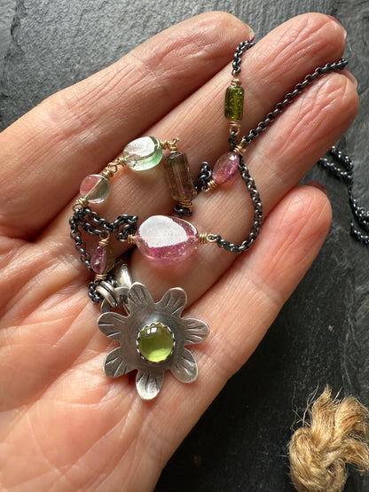Peridot Flower Pendant