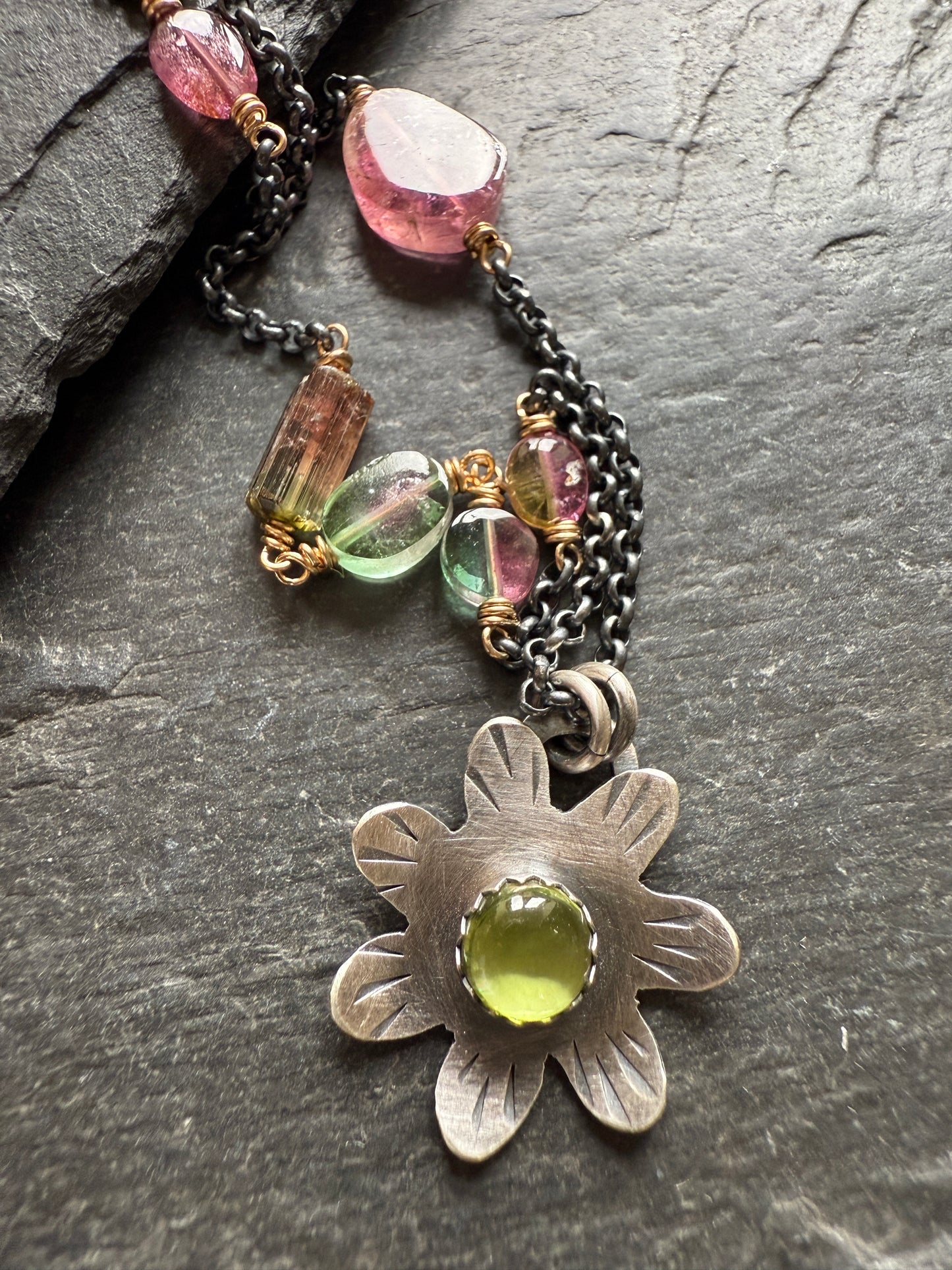 Peridot Flower Pendant