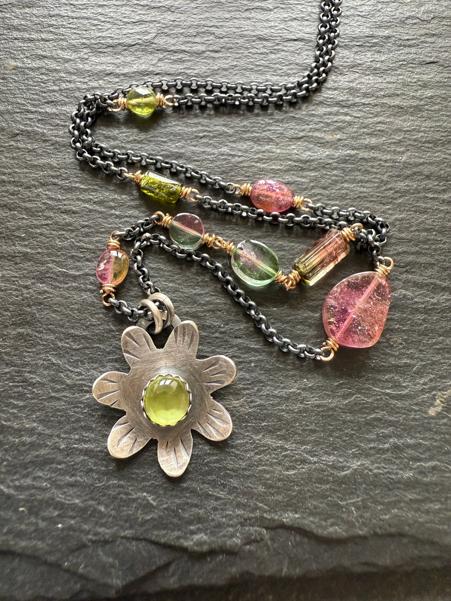 Peridot Flower Pendant