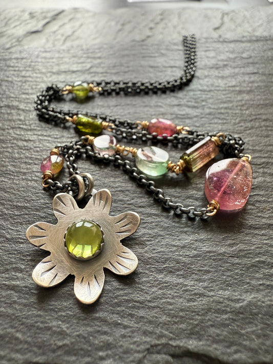 Peridot Flower Pendant