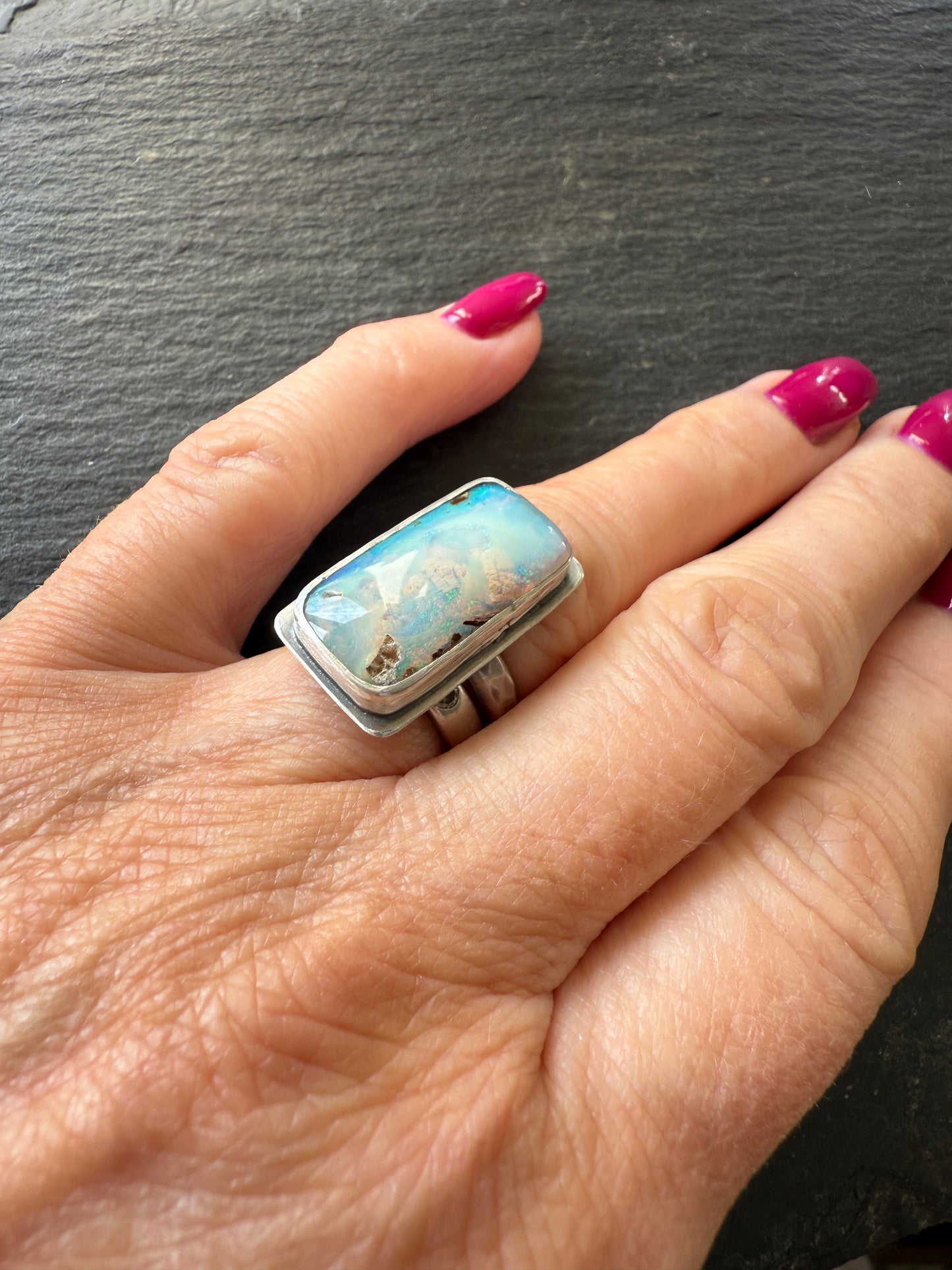 Boulder Opal Ring US 5