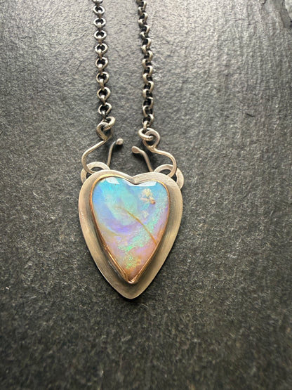 Blue and Purple Opal Heart Pendant
