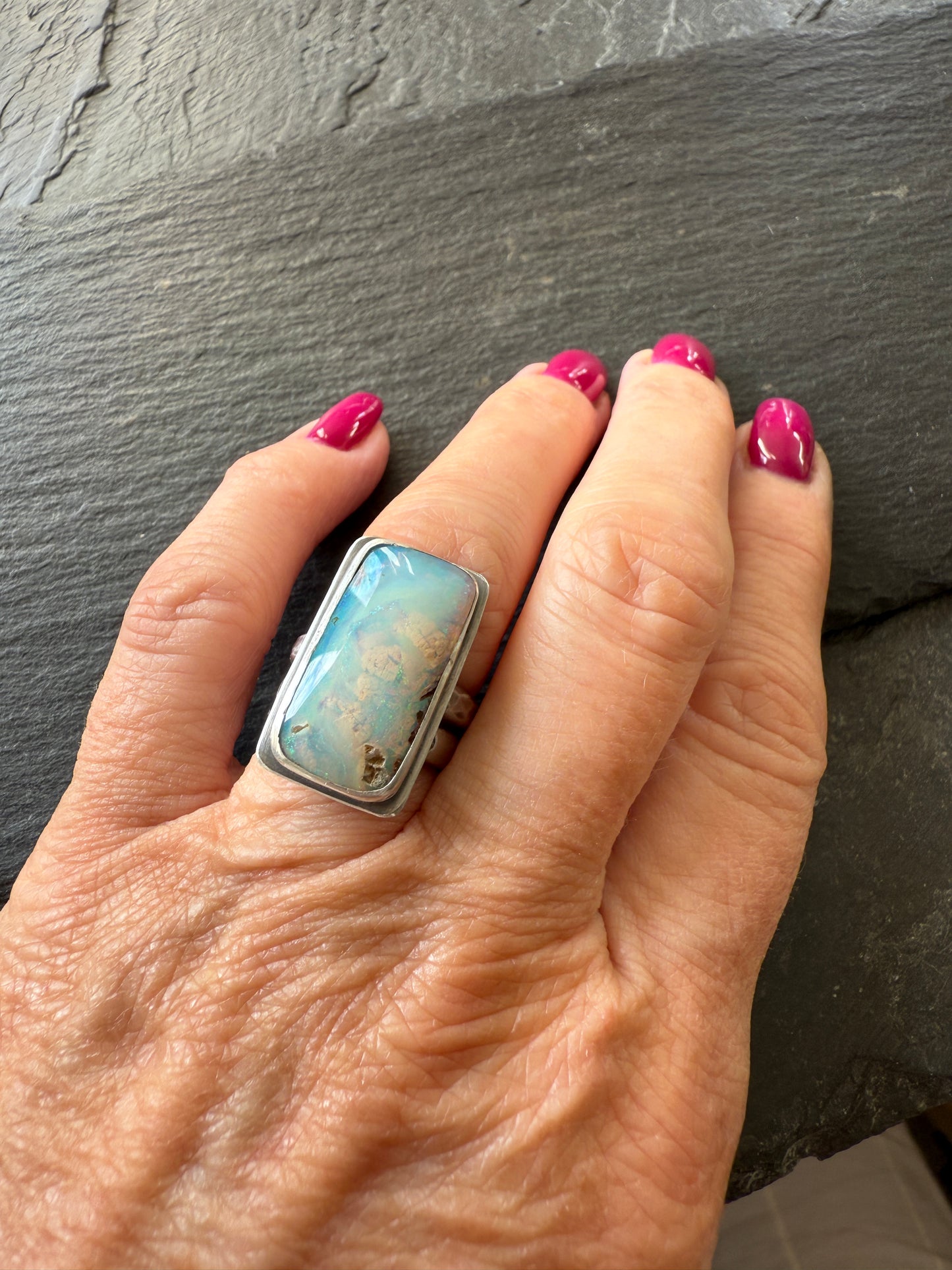 Boulder Opal Ring US 5