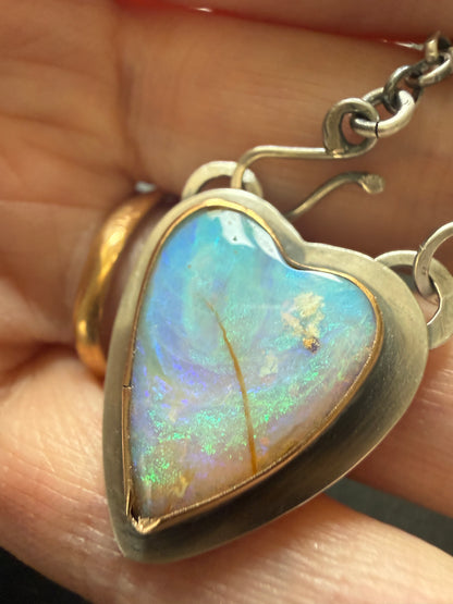 Blue and Purple Opal Heart Pendant