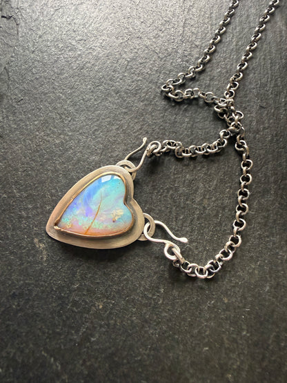 Blue and Purple Opal Heart Pendant