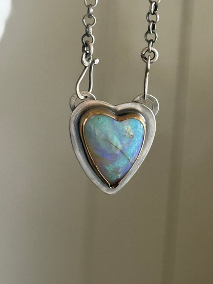 Blue and Purple Opal Heart Pendant