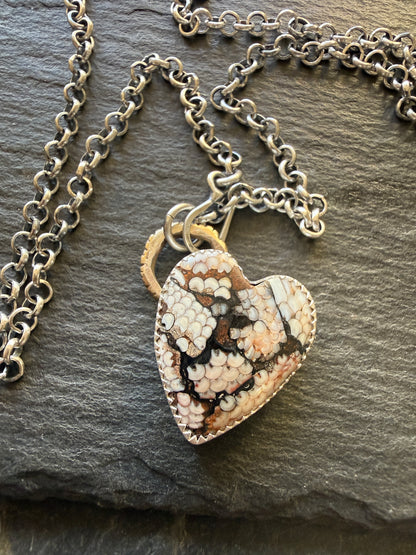 Fossilised Heart Stone Pendant