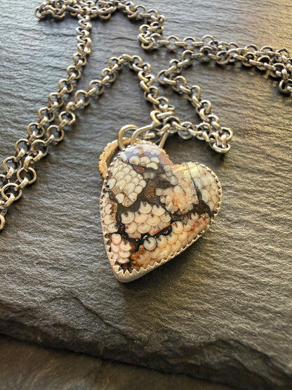 Fossilised Heart Stone Pendant