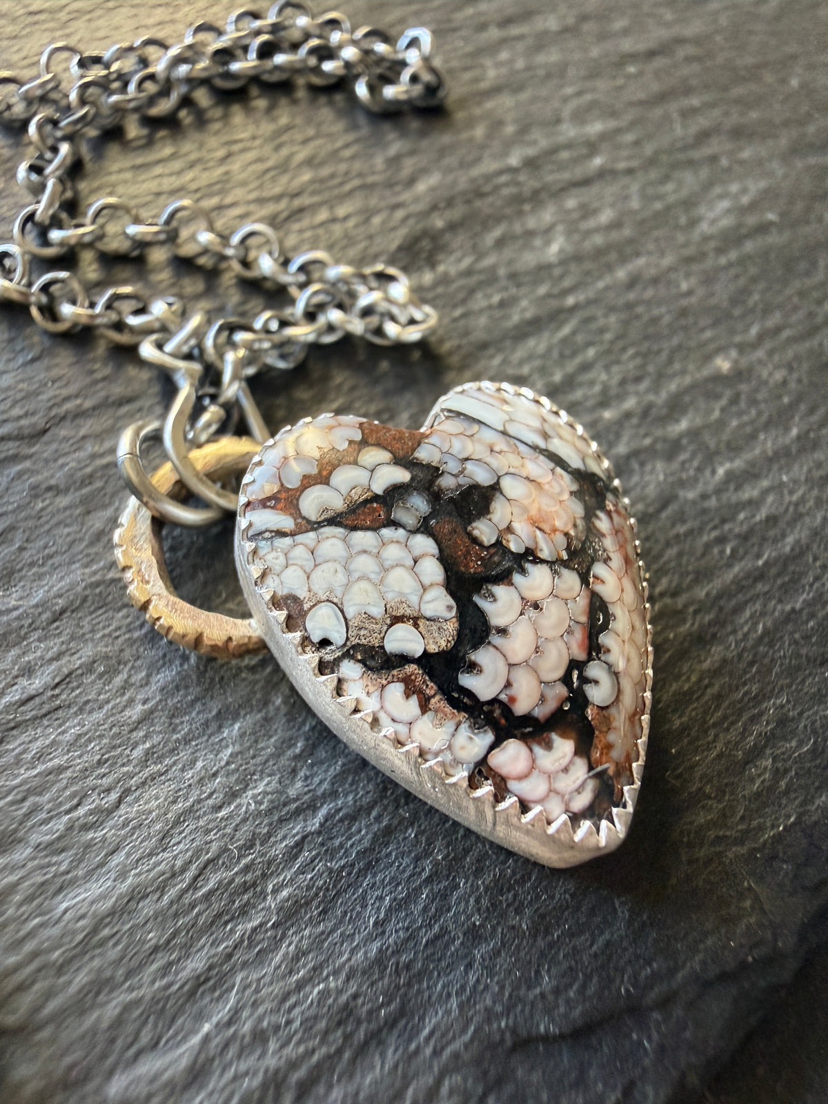 Fossilised Heart Stone Pendant