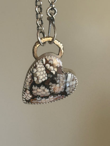 Fossilised Heart Stone Pendant
