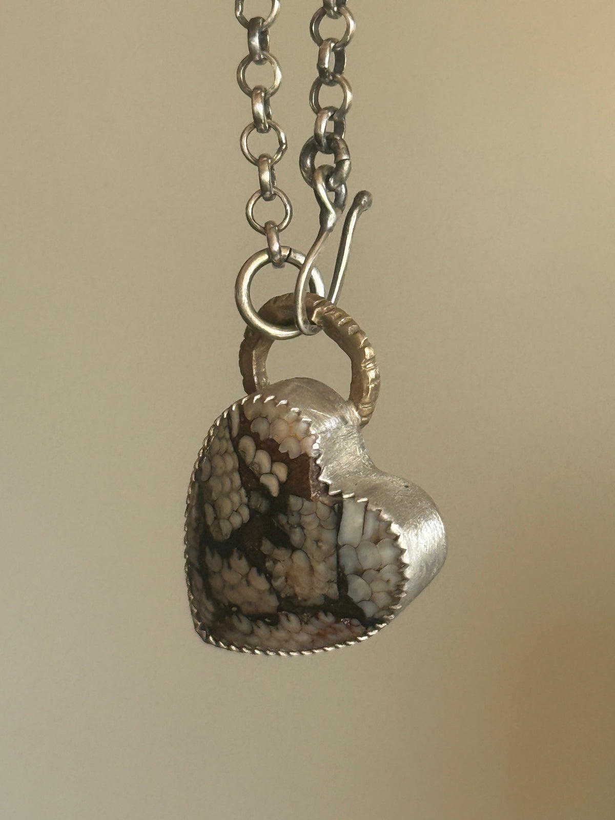 Fossilised Heart Stone Pendant