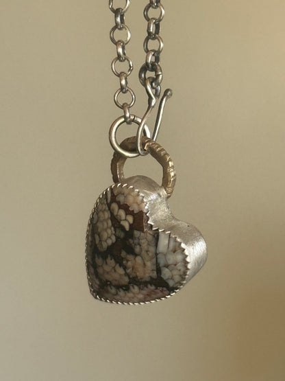 Fossilised Heart Stone Pendant