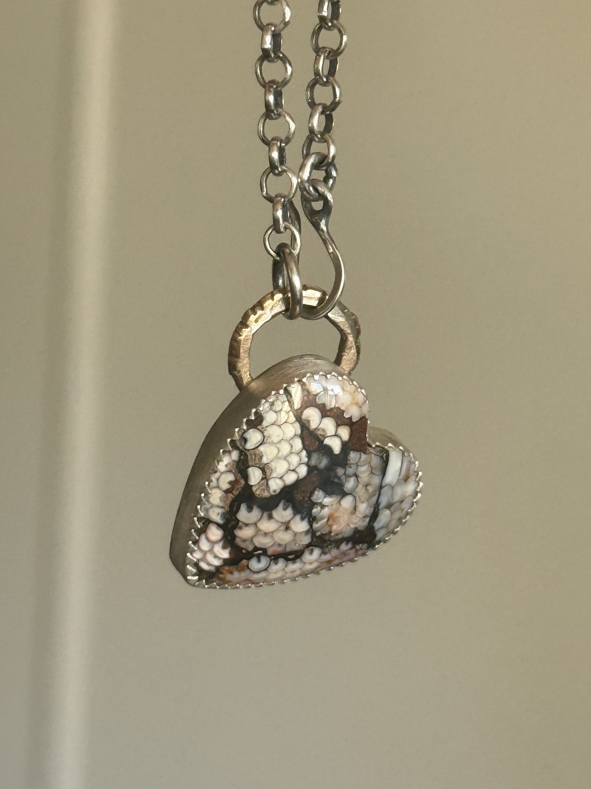 Fossilised Heart Stone Pendant