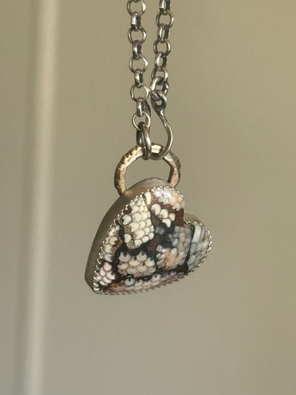 Fossilised Heart Stone Pendant