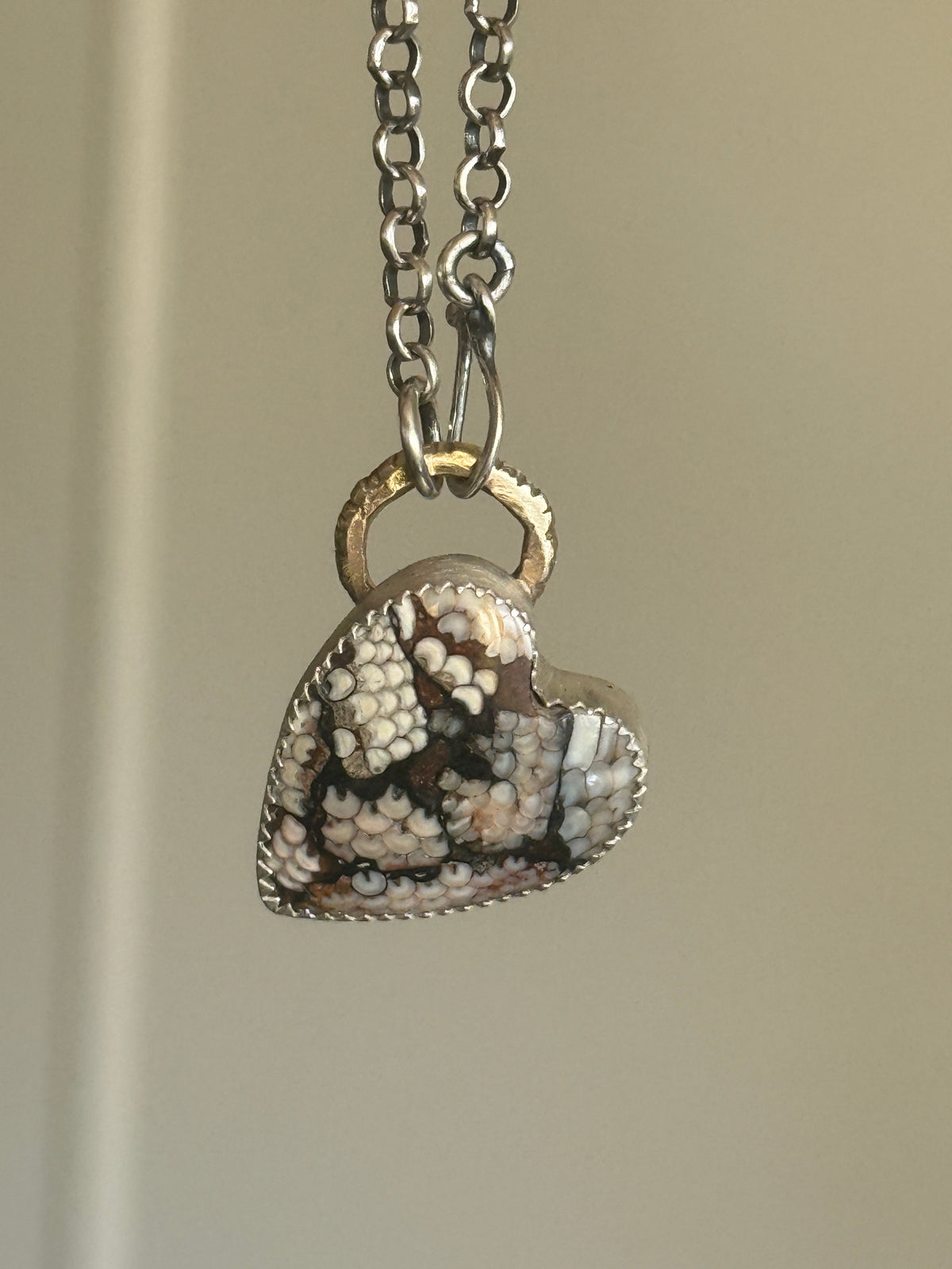 Fossilised Heart Stone Pendant