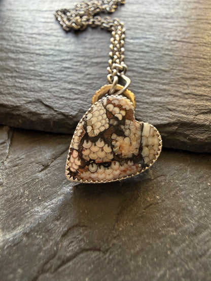 Fossilised Heart Stone Pendant