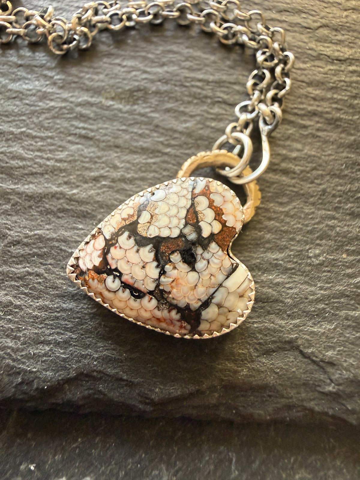 Fossilised Heart Stone Pendant