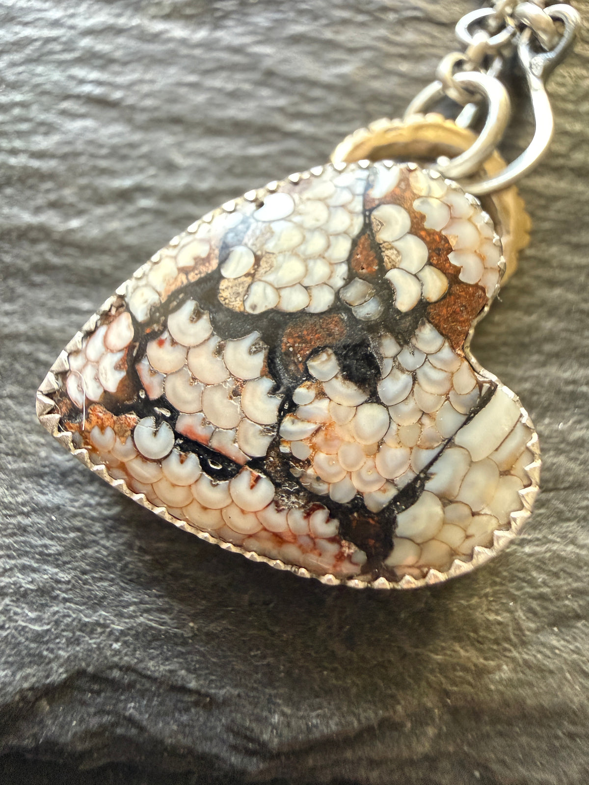 Fossilised Heart Stone Pendant