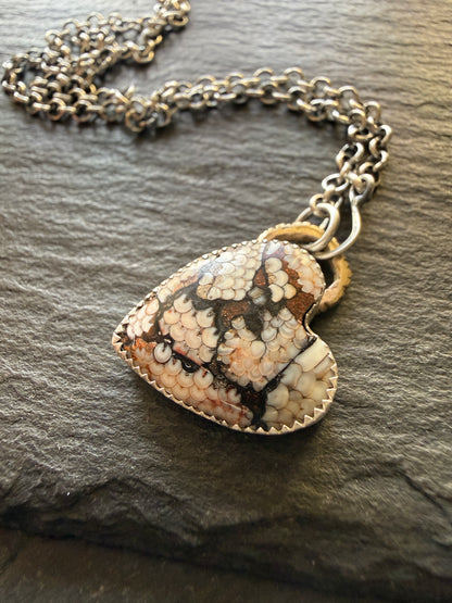 Fossilised Heart Stone Pendant