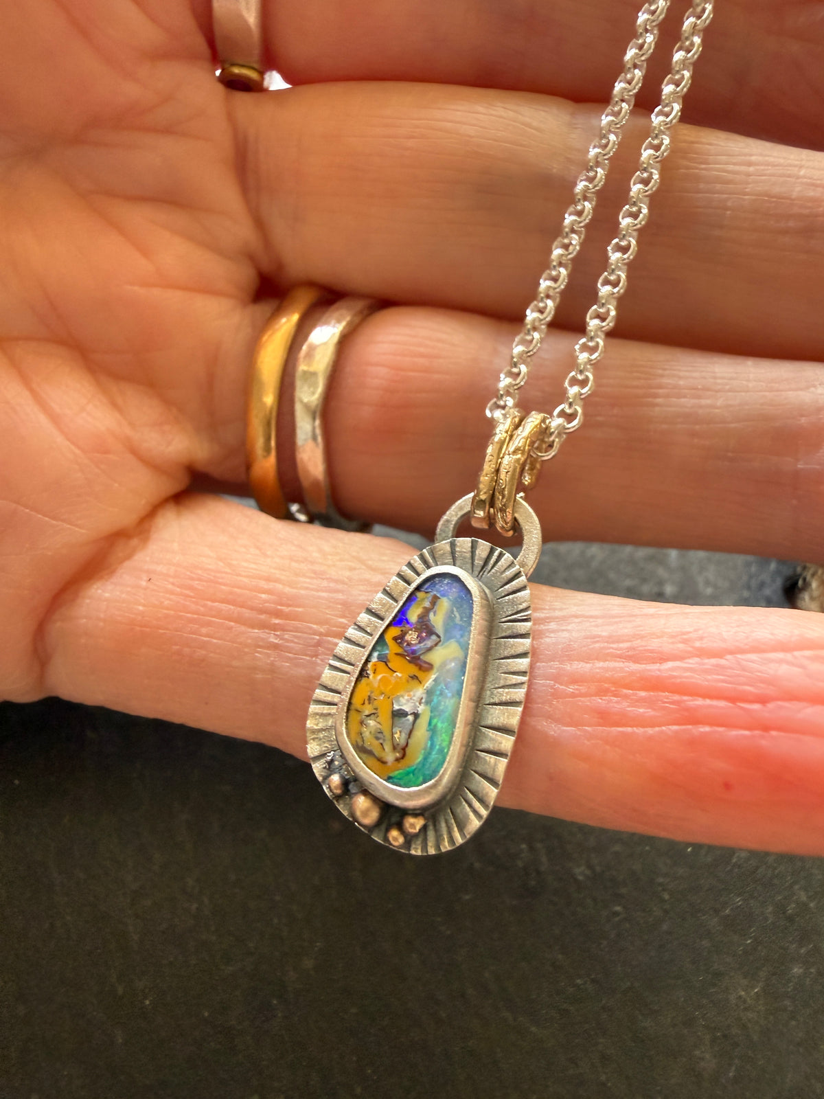 Dainty Boulder Opal Pendant