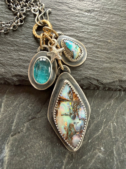 RESERVED - Large Boulder Opal with Charms