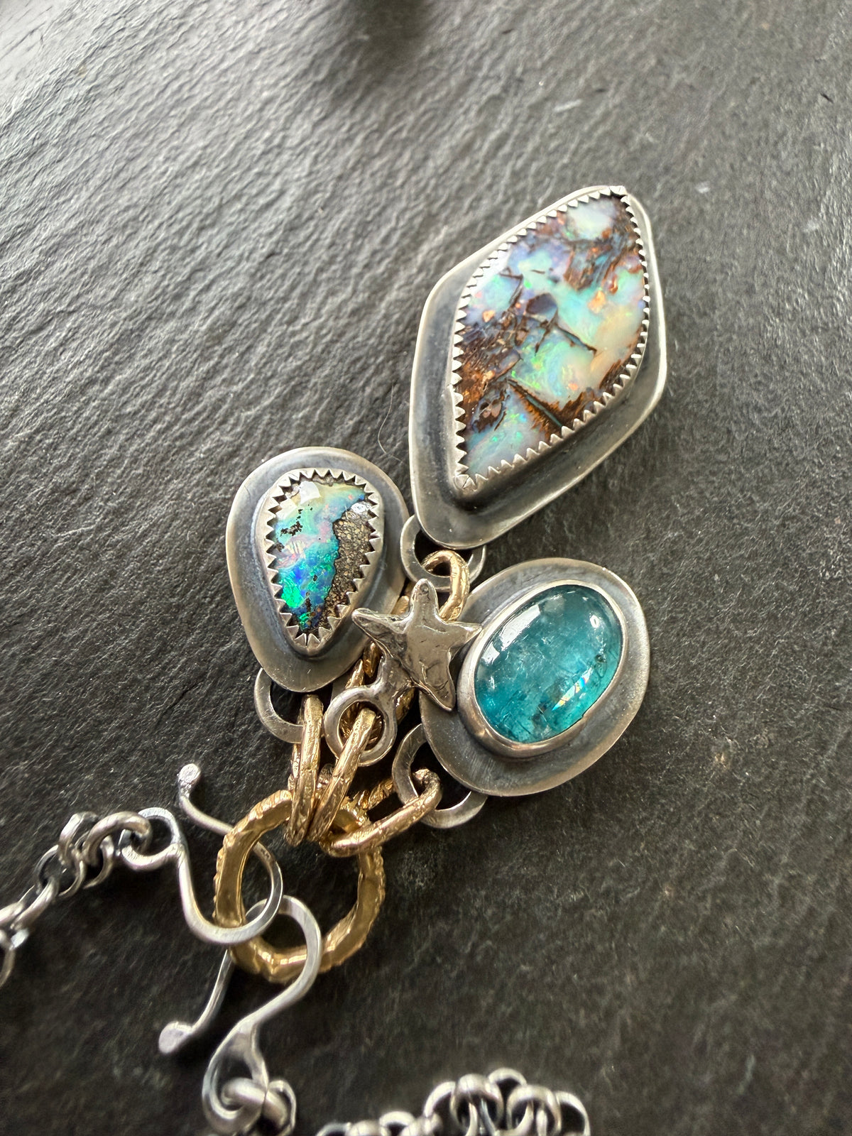 RESERVED - Large Boulder Opal with Charms