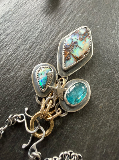 RESERVED - Large Boulder Opal with Charms