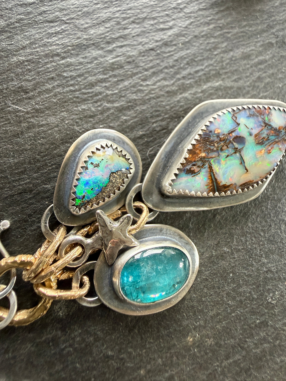 RESERVED - Large Boulder Opal with Charms