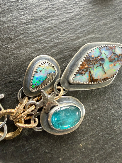 RESERVED - Large Boulder Opal with Charms