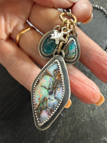 RESERVED - Large Boulder Opal with Charms