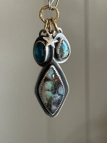 RESERVED - Large Boulder Opal with Charms