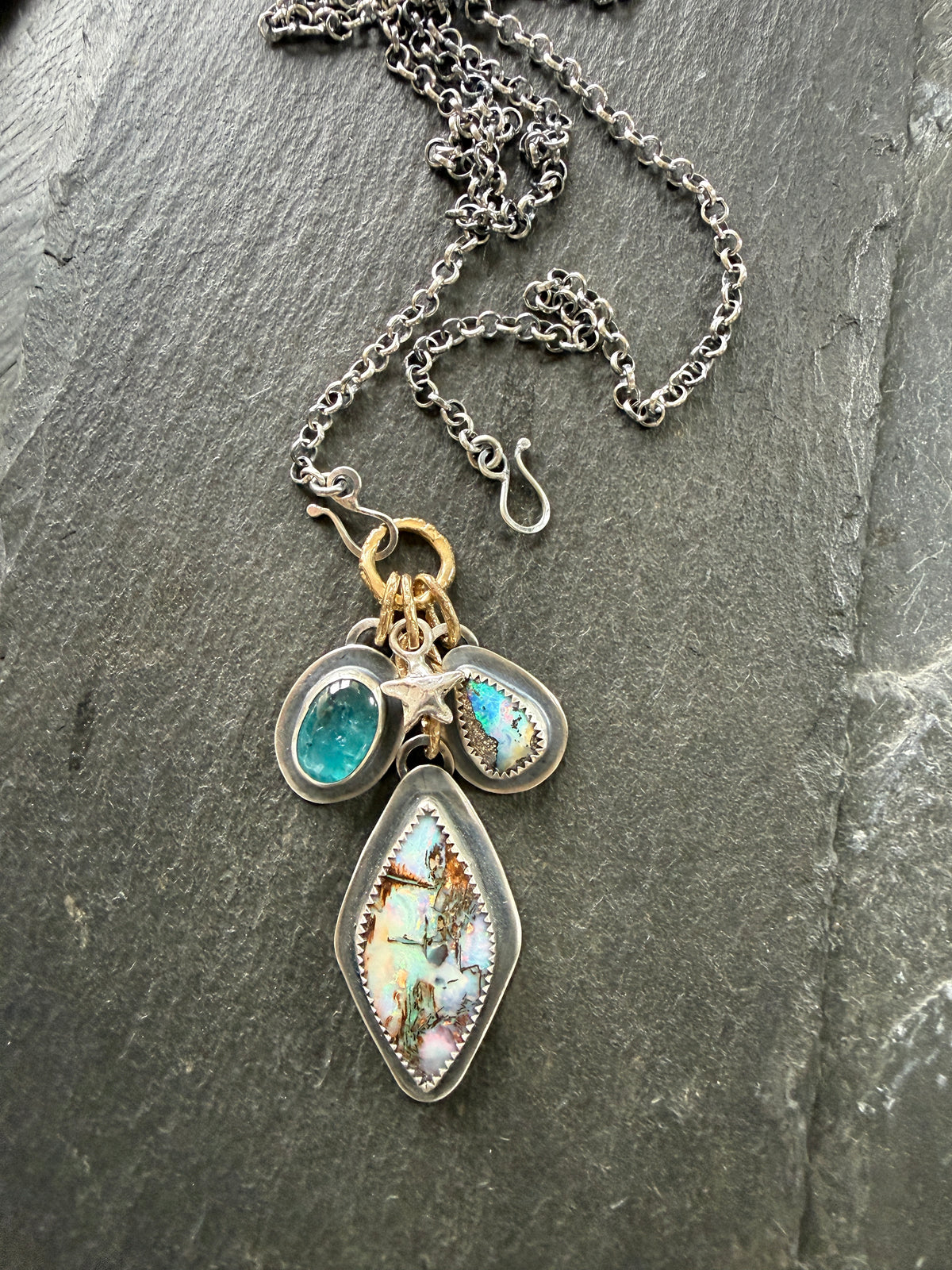 RESERVED - Large Boulder Opal with Charms