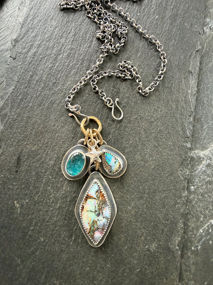 RESERVED - Large Boulder Opal with Charms