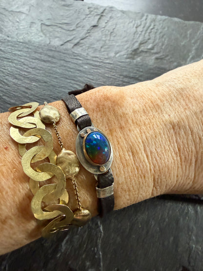 Ethiopian Opal leather bracelet