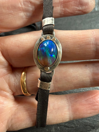 Ethiopian Opal leather bracelet