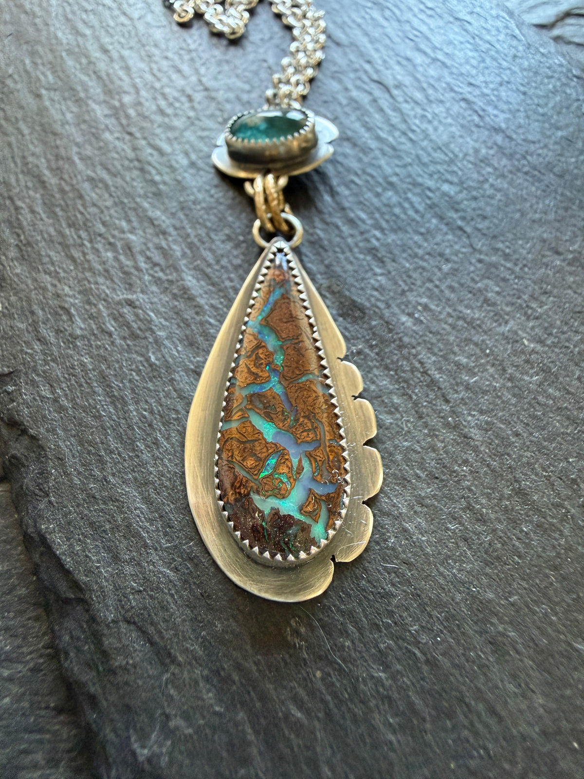 Boulder Opal and Kyanite Necklace