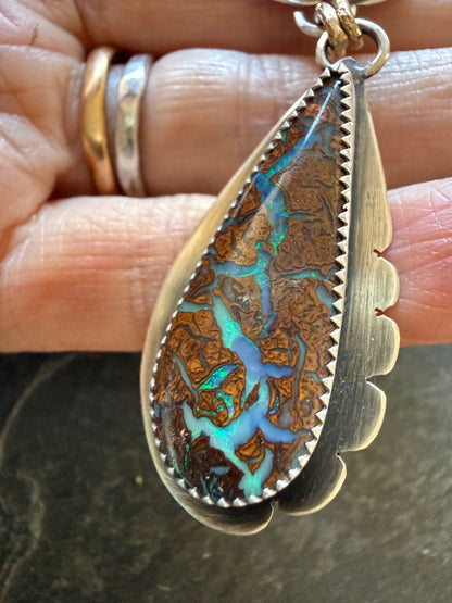 Boulder Opal and Kyanite Necklace
