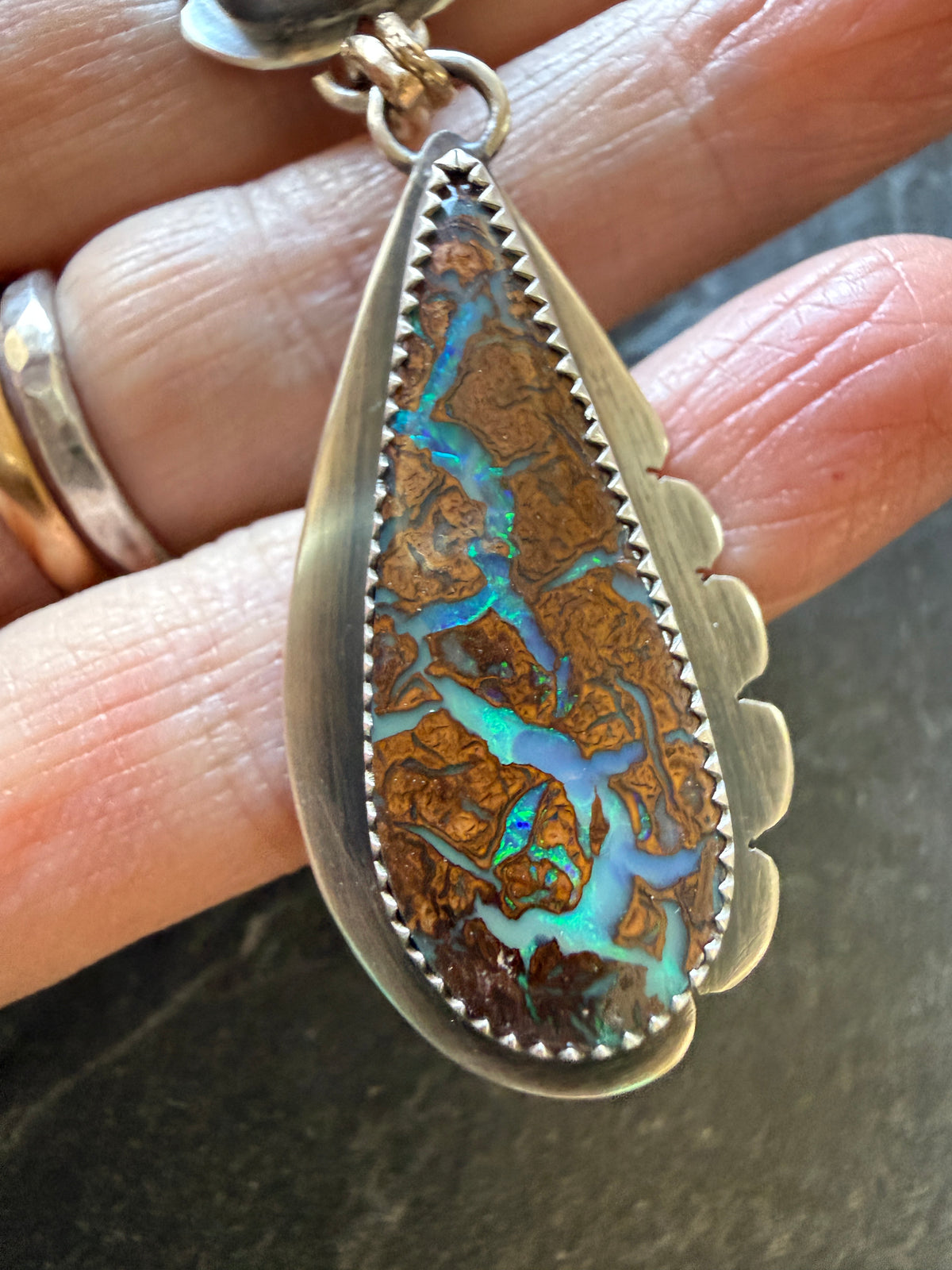 Boulder Opal and Kyanite Necklace