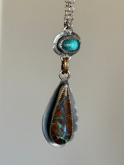 Boulder Opal and Kyanite Necklace