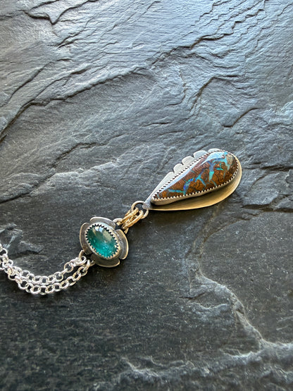Boulder Opal and Kyanite Necklace