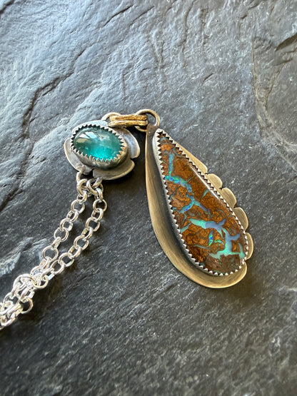 Boulder Opal and Kyanite Necklace